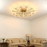 Classical Semi-flush Crystal Ceiling lights for Living Room