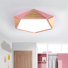 LED Dimmable Wooden Acrylic Geometric Flush Mount Ceiling Lights For Living Room
