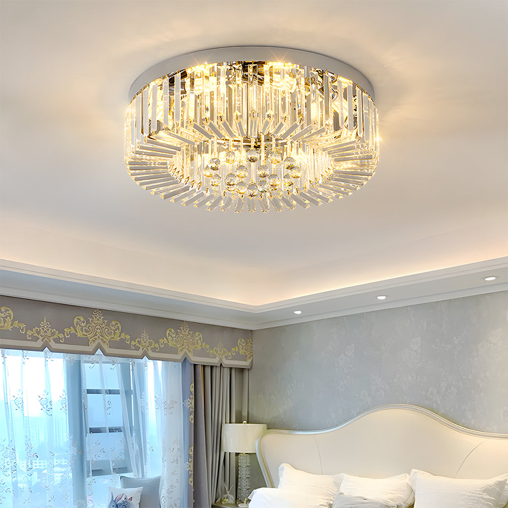 Modern Crystal Flush Mount Ceiling Light Fixture For Bedroom Hallway