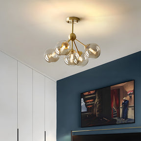 Amber Copper Glass Bubble Sputnik Pendant Light for Bedroom