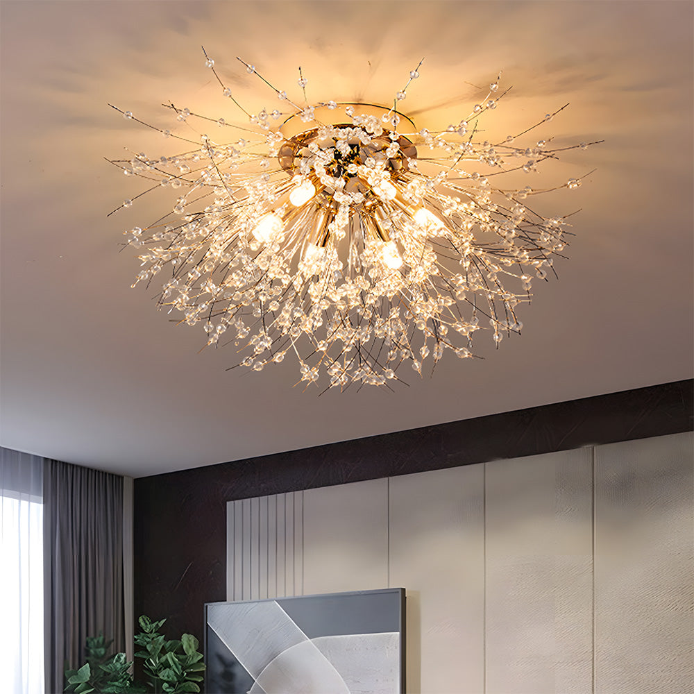 Crystal Flush Mount Chandelier Ceiling Light for Bedrooms, Kitchens, Islands, Corridor