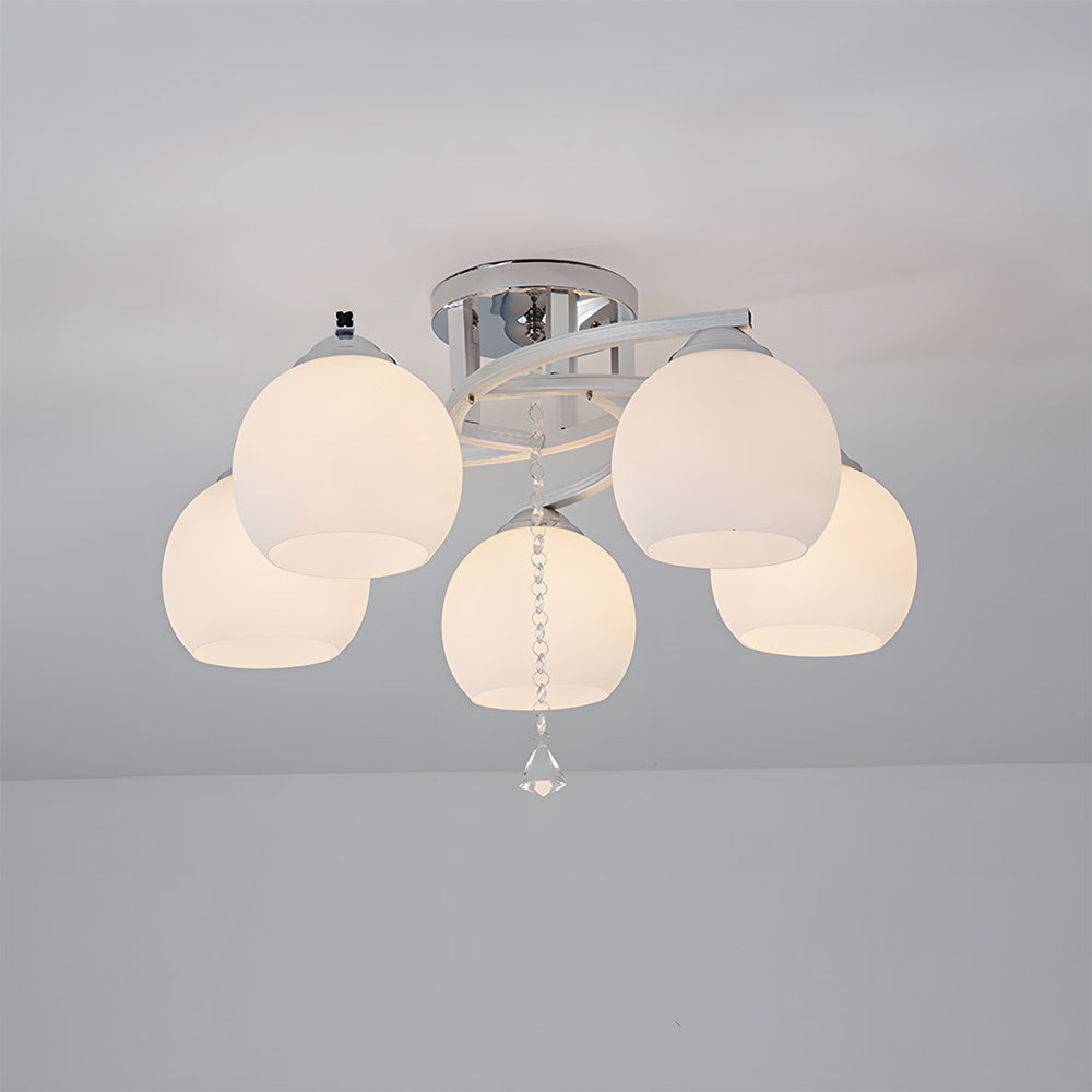 Modern Glass Ball Shade 3/5-Light Semi Flush Ceiling Lights for Living Room