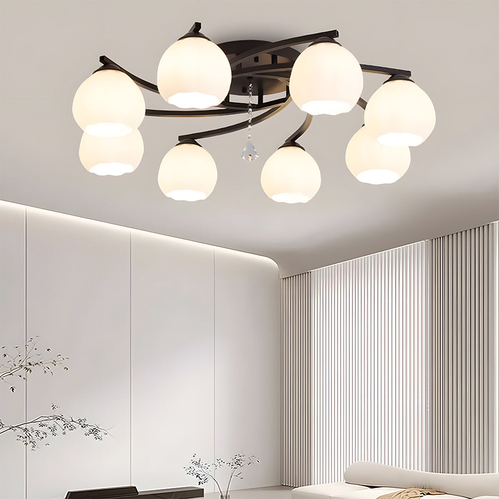 Contemporary Globe Glass Semi-Flush Mount Ceiling Light