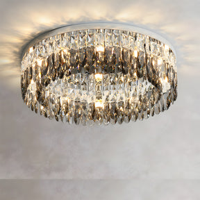 Contemporary Crystal Silver Ring Flush Mount Ceiling Light for Living Room
