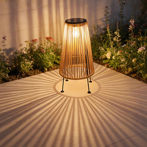 Outdoor Waterproof Solar Rattan Floor Lamps for Patio Garden Porch