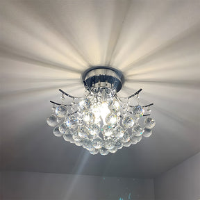 Silver Crystal Bouquet Semi-Flush Ceiling Light for Hallway