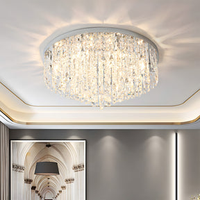 Luxury Crystal Ceiling Light Stainless Steel Flush Mount for Porch