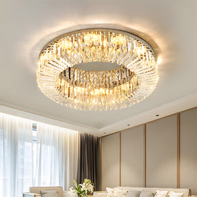 Modern Crystal Flush Mount Ceiling Light Ring Chandelier for Living Room