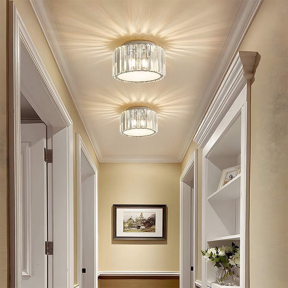 Luxury Crystal Semi Flush Hallway Ceiling Light Fixture