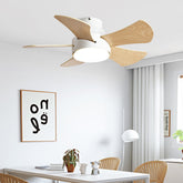 Contemporary Wood Semi-Flush Ceiling Fan With Lighting