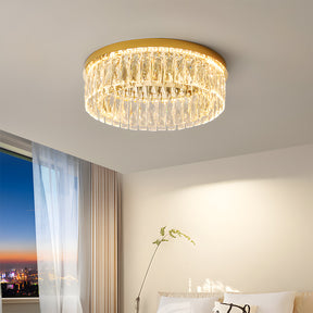 Modern Round Luxury Crystal Flush Ceiling Lights for Living Room