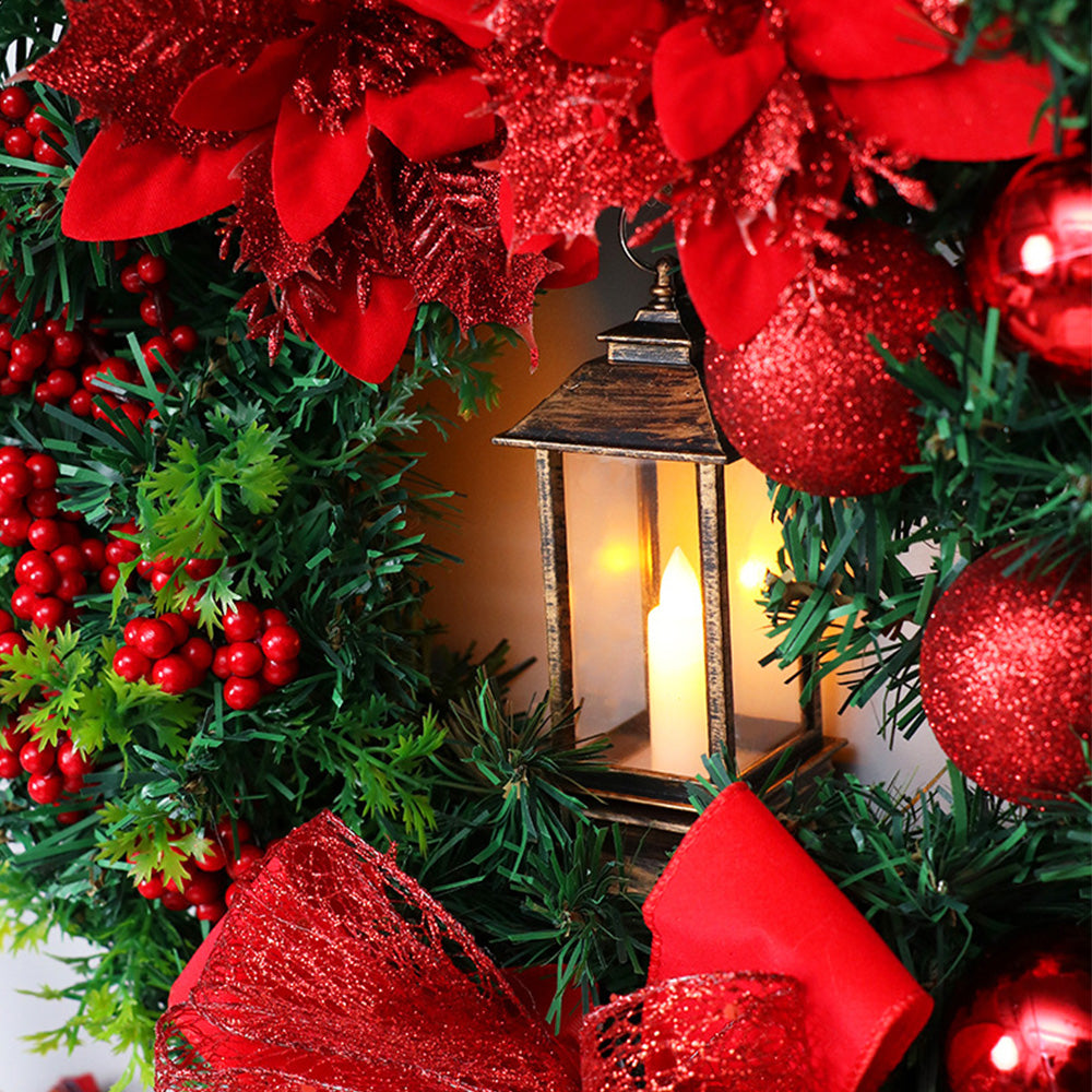 Refined Red Christmas Wreath Ornament With LED Christmas Lightings