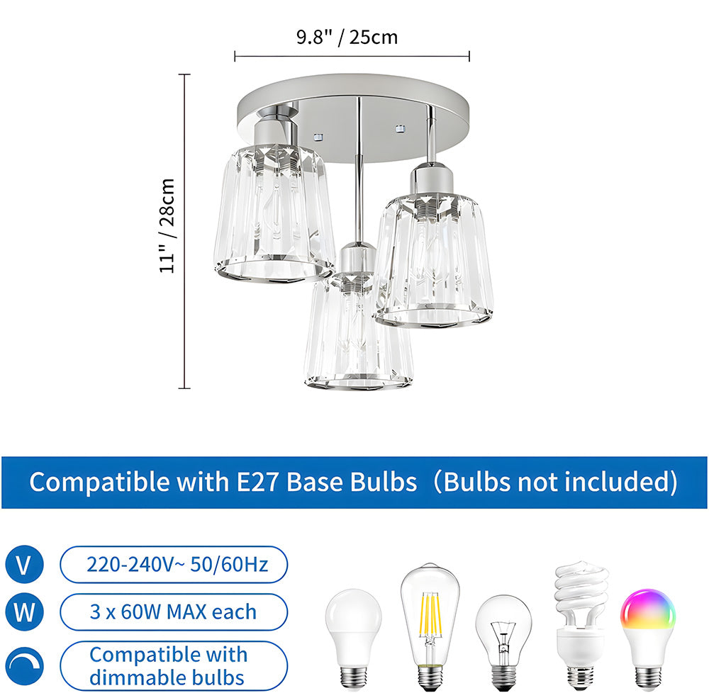 Modern Crystal Chandelier Flush Mount Ceiling Light for Living Room