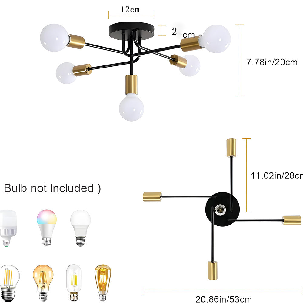 Industrial Style Semi-Flush Mount Ceiling Lights for Living Room