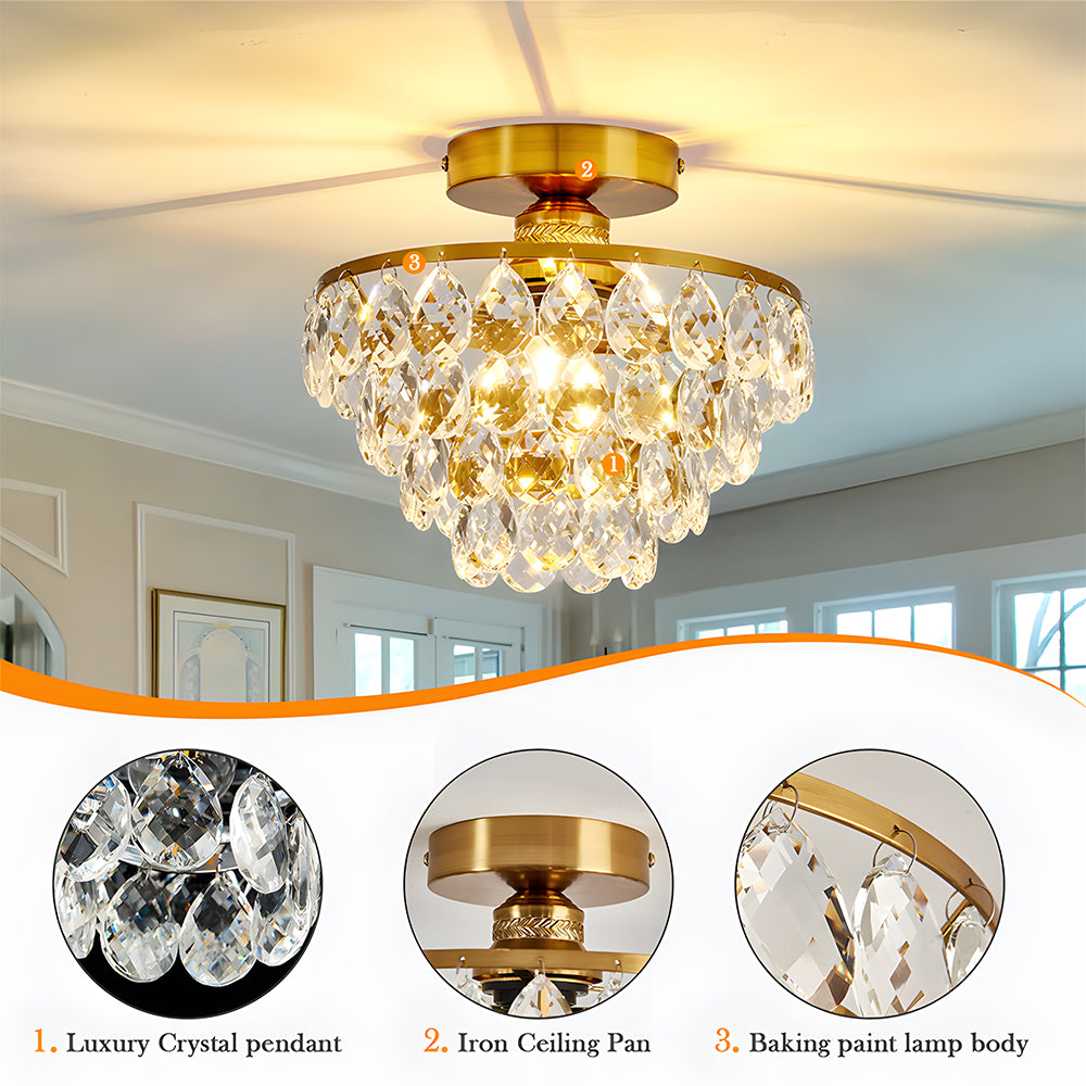 Crystal Semi Flush Mount Ceiling Lights for Hallway