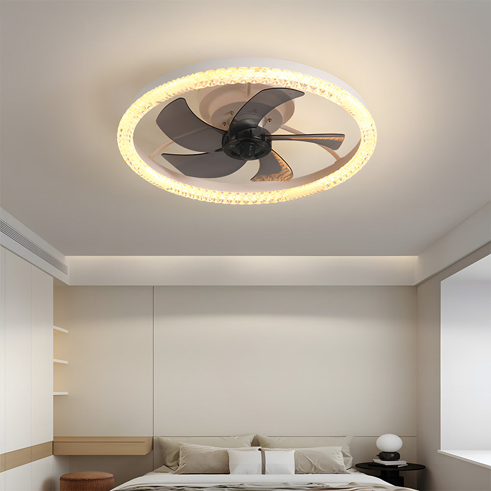 LED Dimmable 6-Speed Adjustable Reversible Ceiling Fan Light for Bedroom