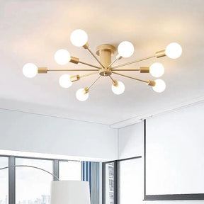 Simple Gold Iron Semi Flush Chandelier For Bedroom