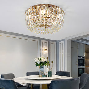 Luxury Multi-Tier Crystal Gold Flush Mount Ceiling Light for Living Room