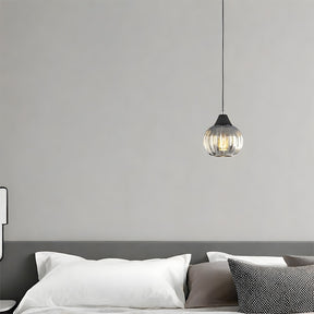 Modern Black Ribbed Glass Easy Fit Lamp Shade for Bedroom Living Room