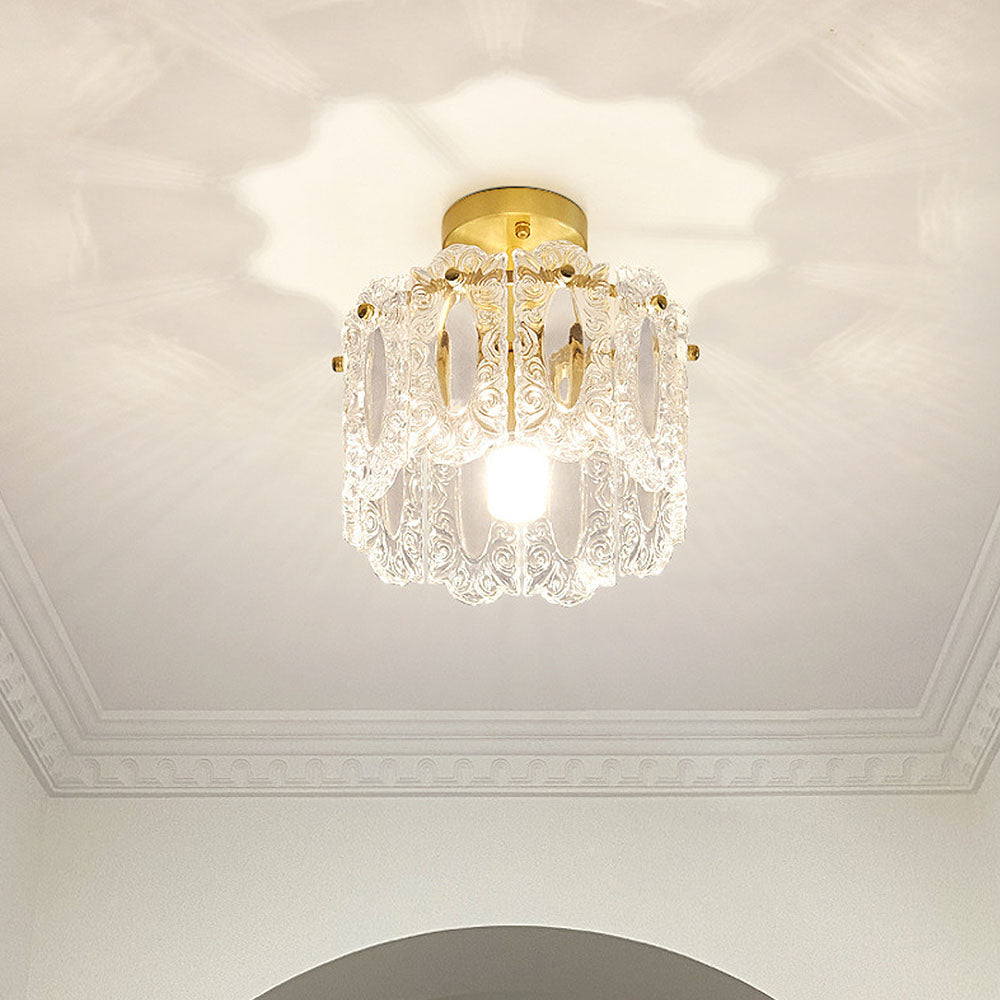 Luxurious Gold Glass Hallway Ceiling Light