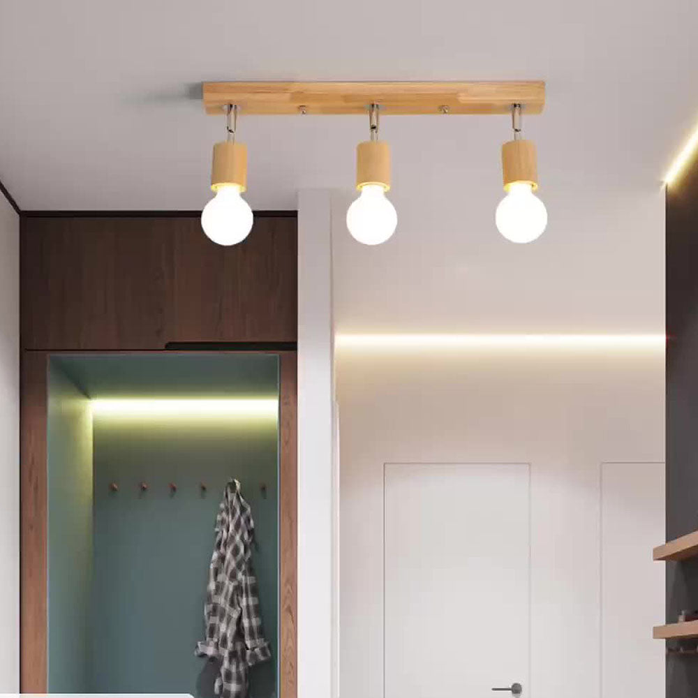 Nordic Rotate Spotlight Wood Light Track Lighting