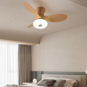 Natural Wood Simple Stylish Ceiling Fan With LED Light