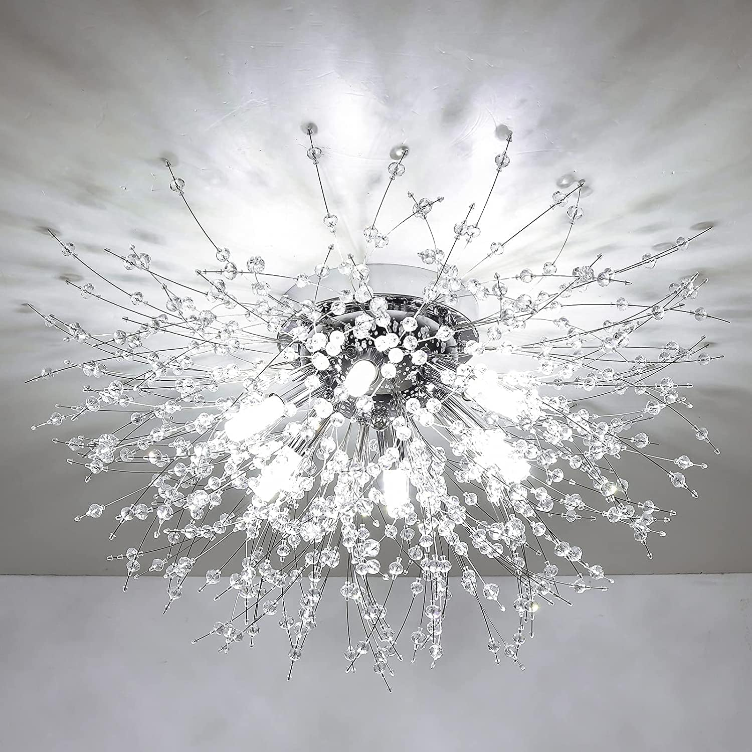 Crystal Flush Mount Chandelier Ceiling Light for Bedrooms, Kitchens, Islands, Corridor