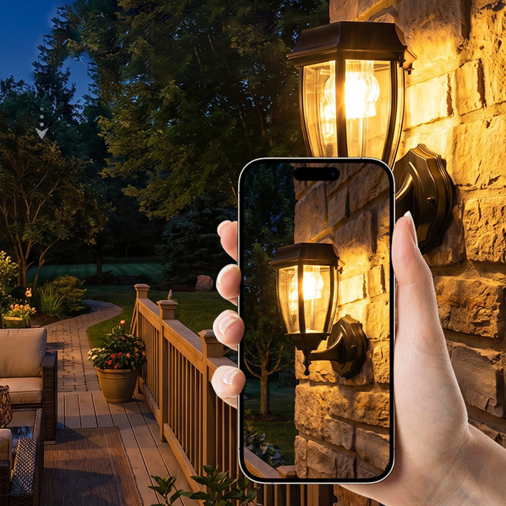 Dusk-to-Dawn Solar Outdoor Wall Lights for Garden Porch Entrance