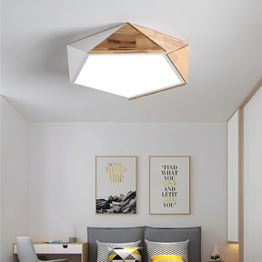 LED Dimmable Wooden Acrylic Geometric Flush Mount Ceiling Lights For Living Room