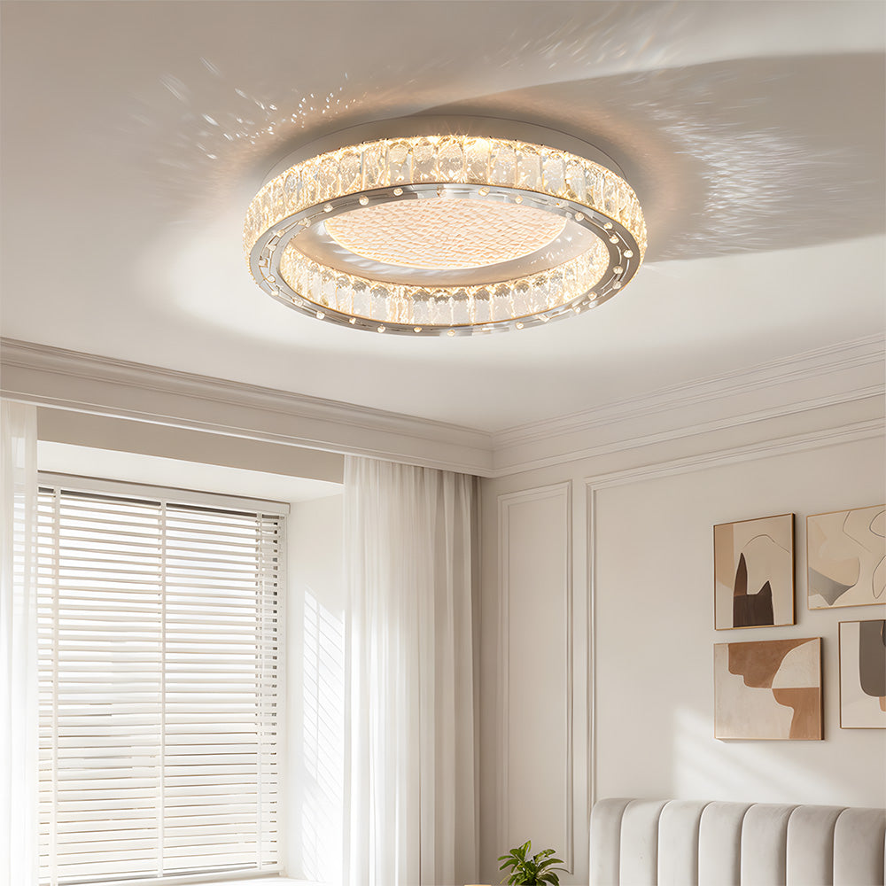 Modern Crystal Ring Stainless Steel LED Ceiling Light for Bedroom