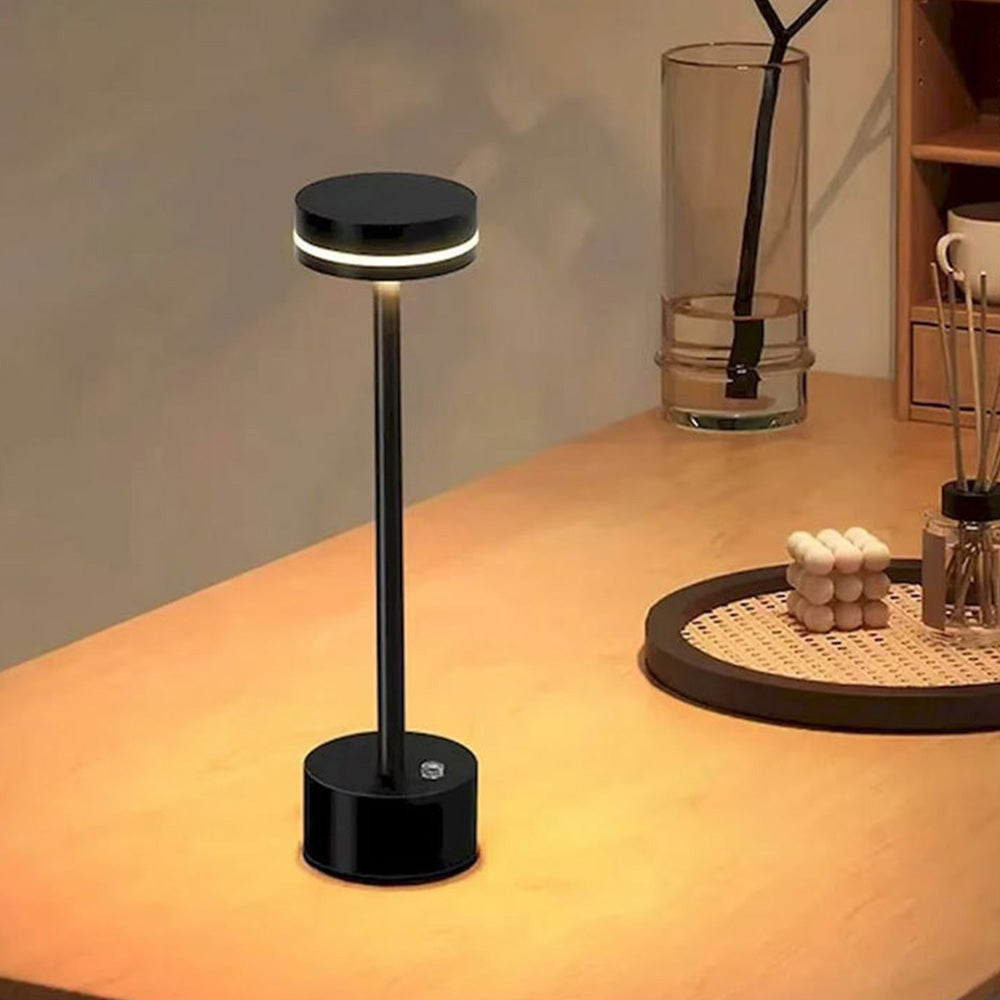 Modern I-Shaped Metal Rechargeable Dimmable Touch Table Lamp for Bedroom Tea Room