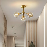Amber Copper Glass Bubble Sputnik Pendant Light for Bedroom