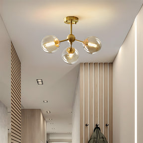 Amber Copper Glass Bubble Sputnik Pendant Light for Bedroom