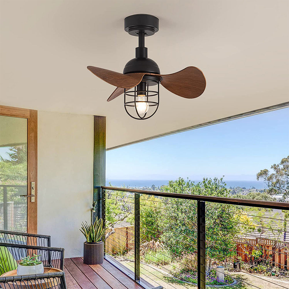 Cute Contemporary Dark Walnut Ceiling Fans With Lighting