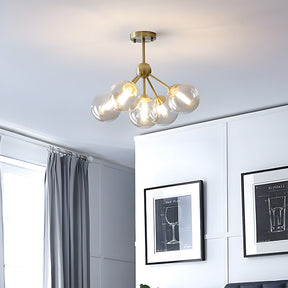 Amber Copper Glass Bubble Sputnik Pendant Light for Bedroom