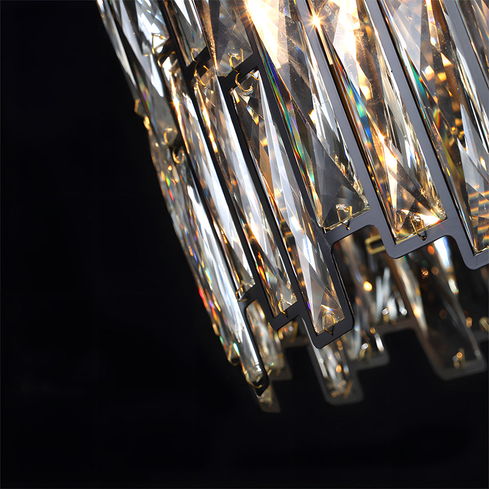 Modern Gold Tiered Crystal Chandelier - Luxury Fringe Glass Pendant Light for Dining Room, Foyer