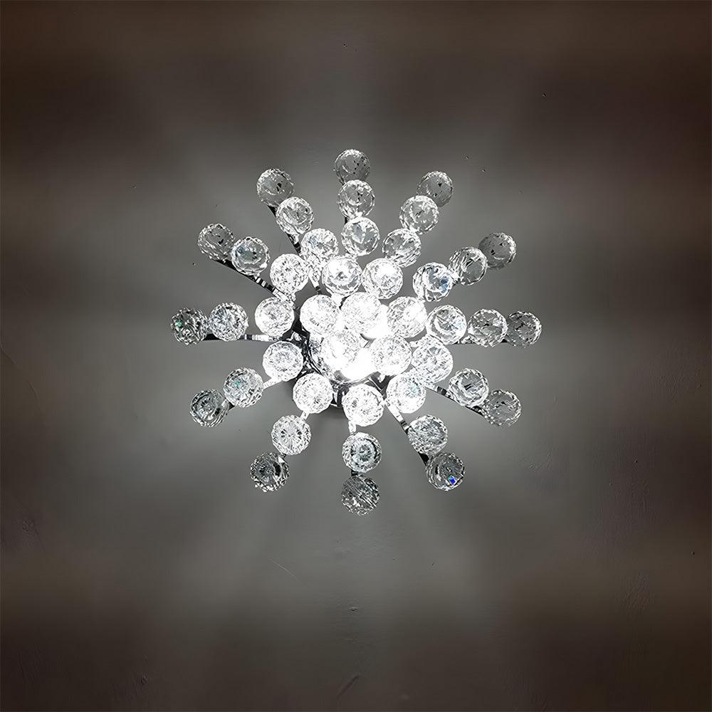 Silver Crystal Bouquet Semi-Flush Ceiling Light for Hallway