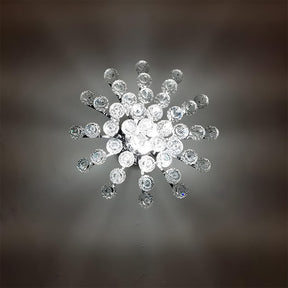 Silver Crystal Bouquet Semi-Flush Ceiling Light for Hallway