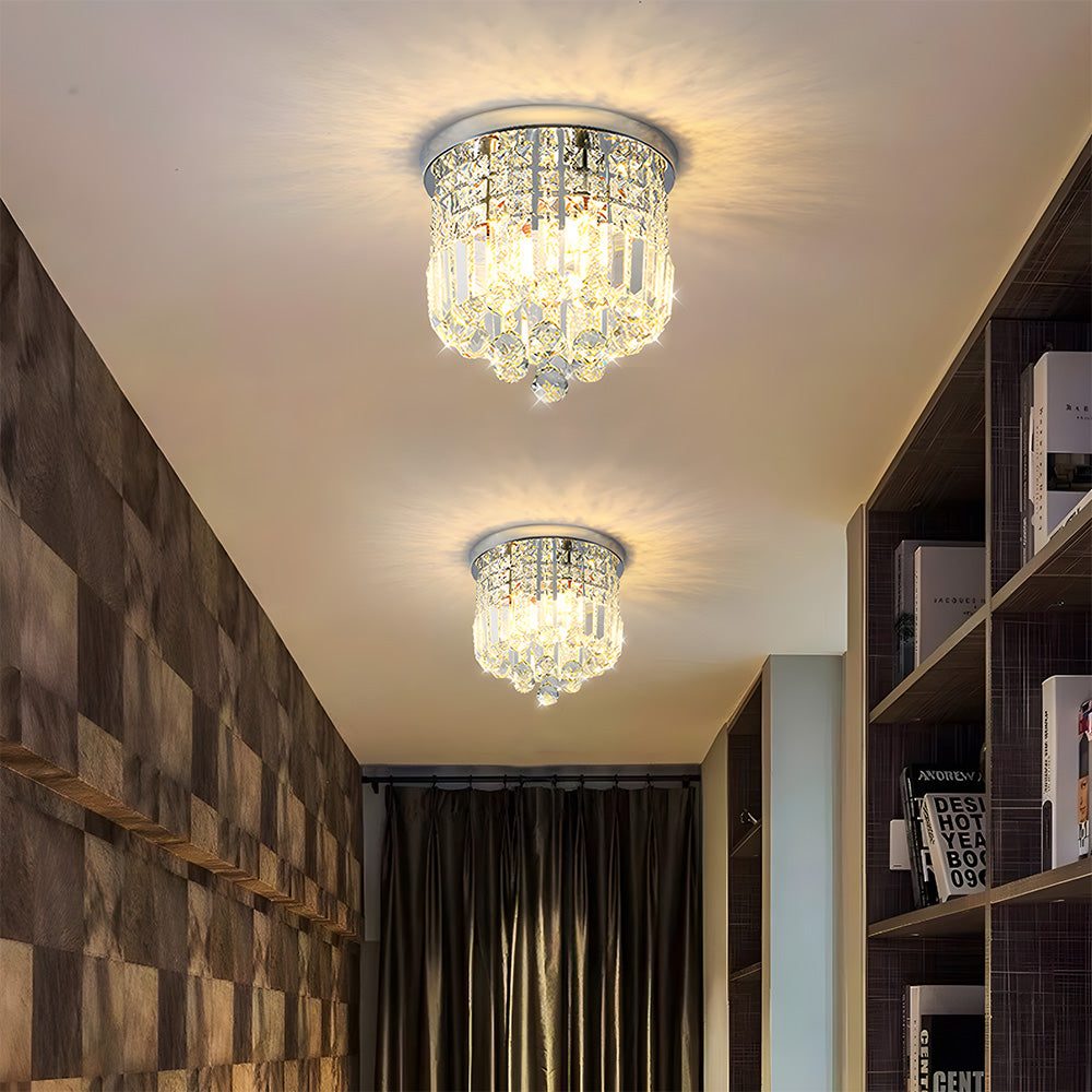 Modern Crystal Small Flush Mount Hallway Ceiling Lamp