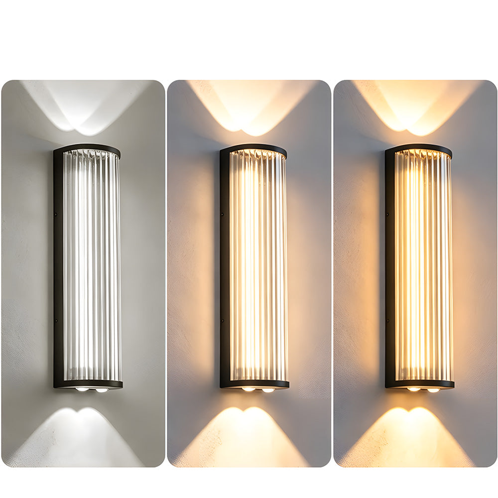Modern Vertical Glass Stainless Steel Outdoor Wall Lights for Patio Garden