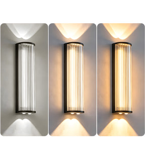 Modern Vertical Glass Stainless Steel Outdoor Wall Lights for Patio Garden