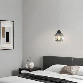Modern Black Ribbed Glass Easy Fit Lamp Shade for Bedroom Living Room