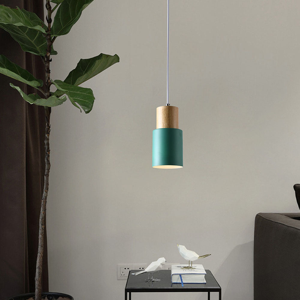 Modern Macaron Cylinder Iron Pendant Light