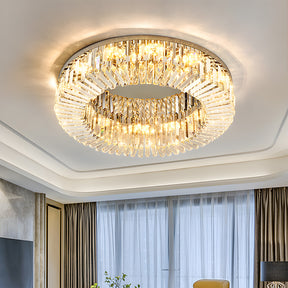 Modern Crystal Flush Mount Ceiling Light Ring Chandelier for Living Room