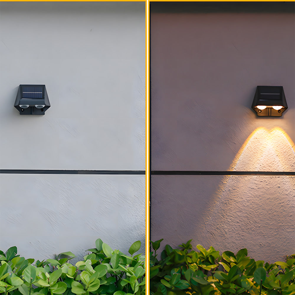 Minimalist Black IP65 Weatherproof Solar Powered Exterior Wall Lights, Dusk-to-Dawn