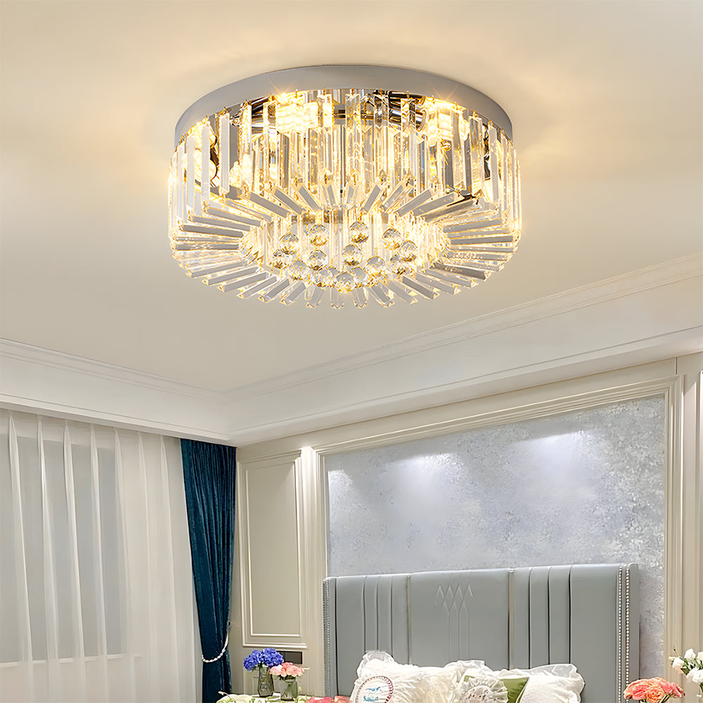 Modern Crystal Flush Mount Ceiling Light Fixture For Bedroom Hallway