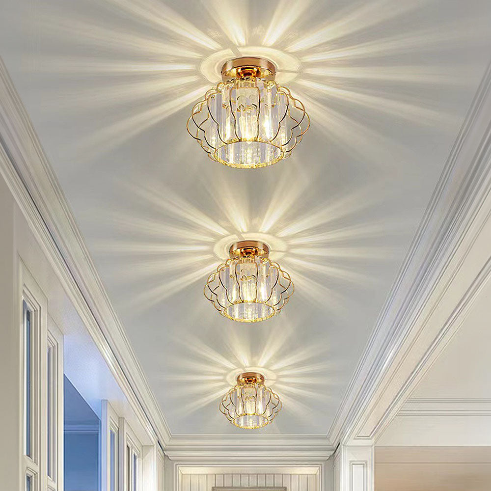 Luxurious Gold Crystal Hallway Ceiling Light