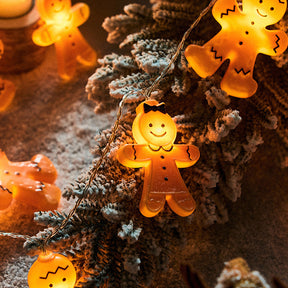 Christmas Gingerbread String Lights, Battery Operated for Christmas Decoration