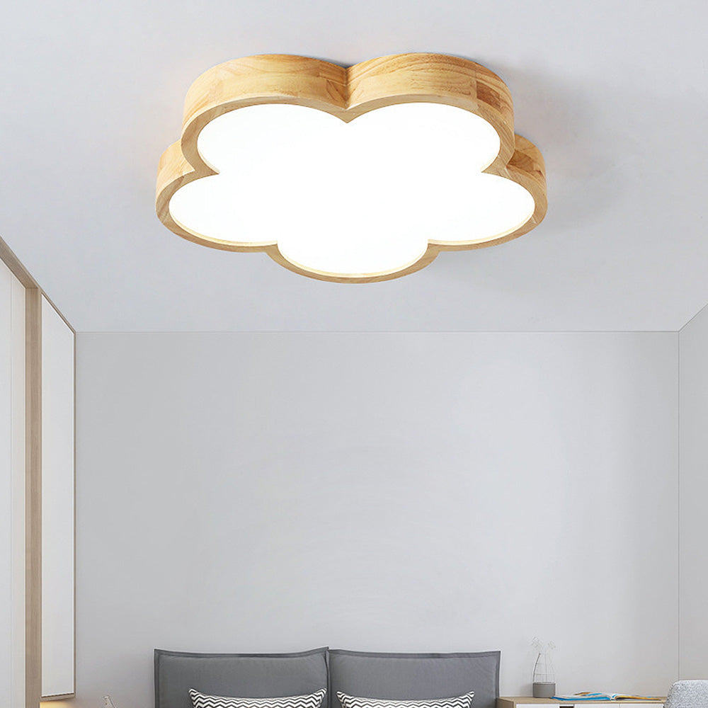 Wabi-Sabi Wood Flowers LED Ceiling Light For Bedroom