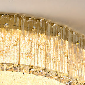 Circular Gold Stainless Steel Crystal Flush Ceiling Light for Living Room